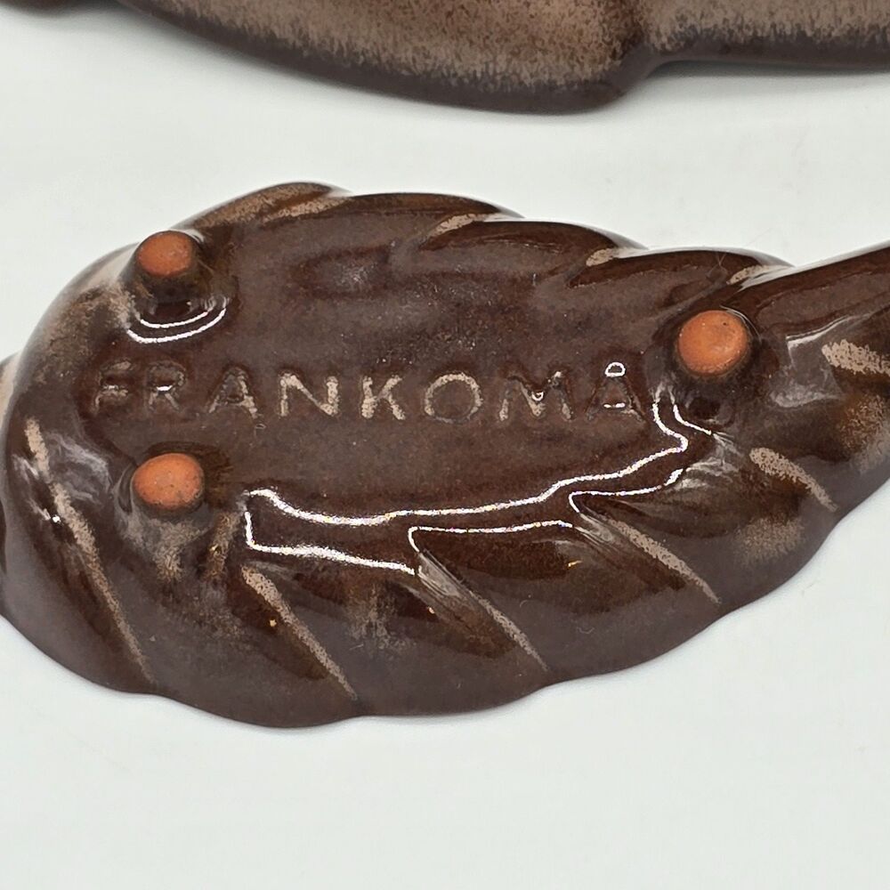 Vintage Frankoma Pottery Set of 3 Willow Leaf Dishes Brown Glaze 226 225 512 - Picture 7 of 9